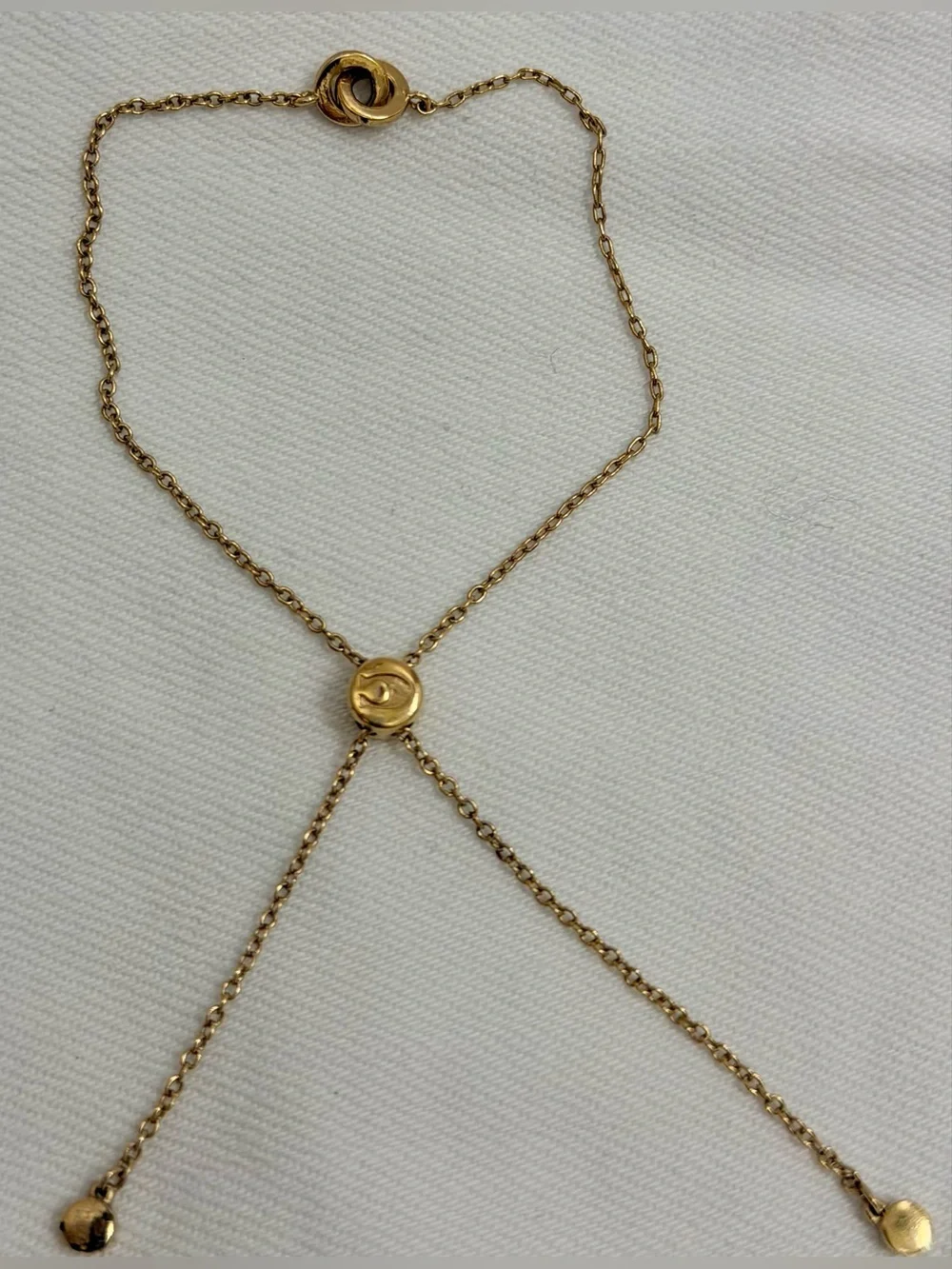 COACH Classic Y2K Gold Tone Interlocking Double Circle Bolo Slider Bracelet